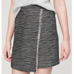 LOFT Tweed Fringe Wrap Skirt
